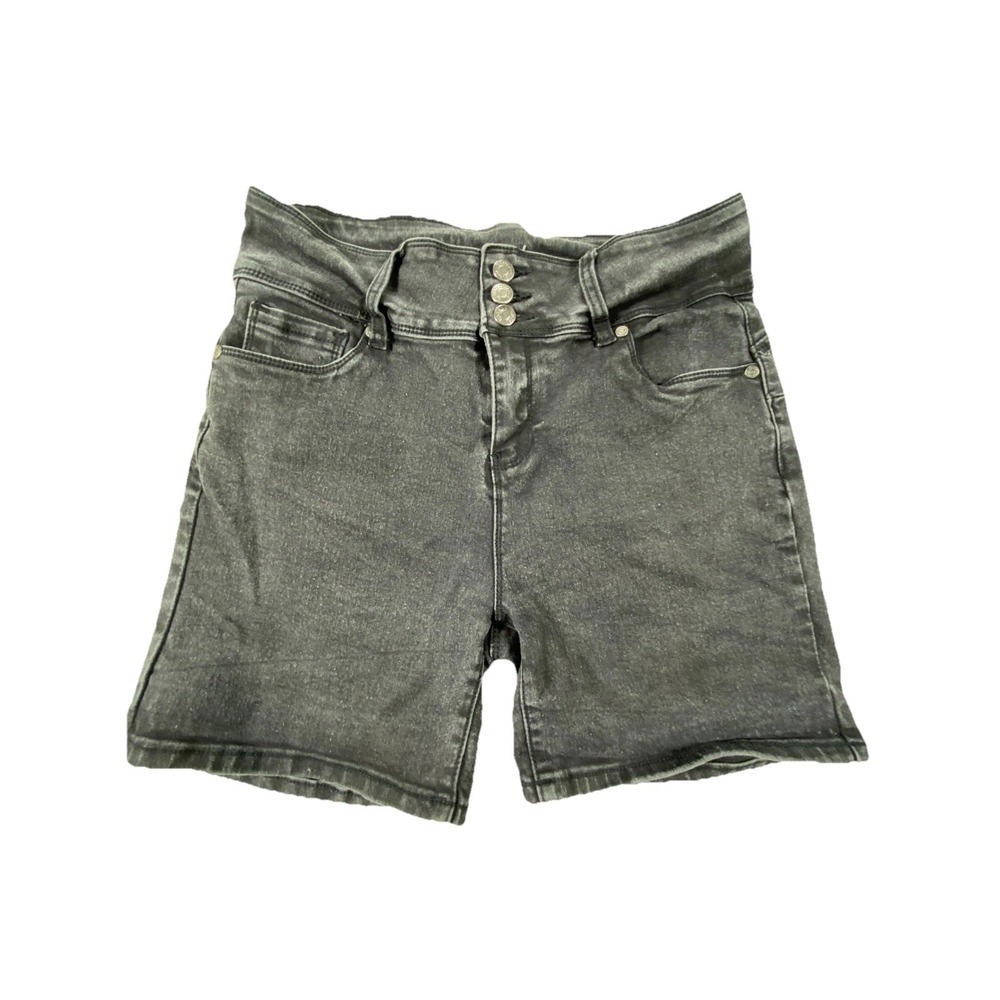 Bamboo Jeans Shorts Womens 15‎ Black Denim Ramie Acid Wash High Waisted Travel